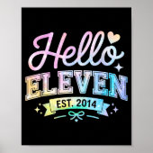Hello Eleven Est 2014 Coquette Bow 11th Birthday G Poster (Voorkant)