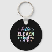 Hello Eleven Est 2014 Coquette Bow 11th Birthday G Sleutelhanger (Voorkant)