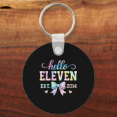 Hello Eleven Est 2014 Coquette Bow 11th Birthday G Sleutelhanger (Voorkant)