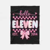 Hello Eleven Est 2014 Coquette Bow Happy 11th Birt Fleece Deken (Voorkant)