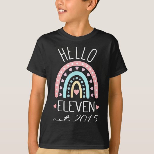 Hello Eleven Est 2015 Birthday Rainbow Born In 201 T-shirt (Voorkant)