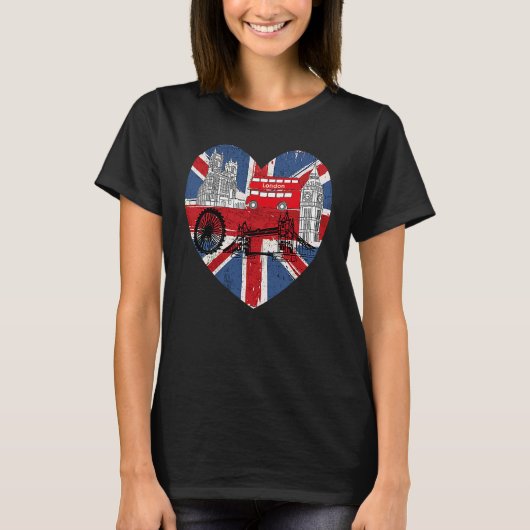 Hello England I Love London English Flag Heart Eng T-shirt (Voorkant)