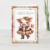 Hello Fall Adorable Farmhouse Pig  Kaart (Voorkant)