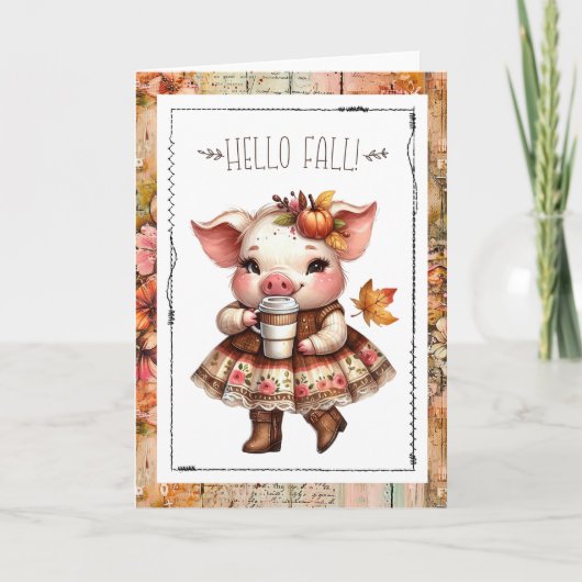 Hello Fall Adorable Farmhouse Pig  Kaart (Voorkant)