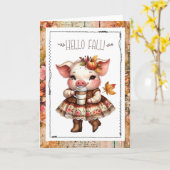 Hello Fall Adorable Farmhouse Pig  Kaart (Gele Bloem)