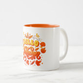 Hello Fall Autumn Leaves Coffee Mug | Cozy Two-Ton Tweekleurige Koffiemok (Voorkant rechts)