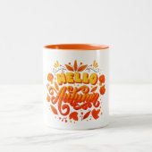 Hello Fall Autumn Leaves Coffee Mug | Cozy Two-Ton Tweekleurige Koffiemok (Center)