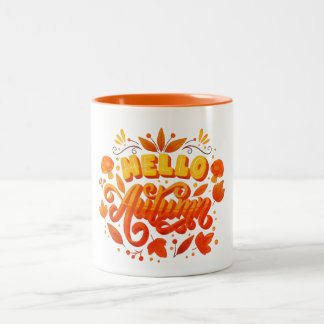 Hello Fall Autumn Leaves Coffee Mug | Cozy Two-Ton Tweekleurige Koffiemok