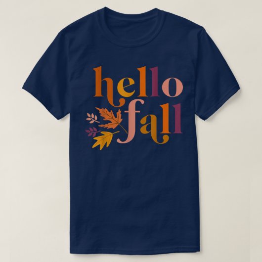 Hello Fall Autumn Leaves Maple Leaves Botanic Foli T-shirt (Design voorkant)