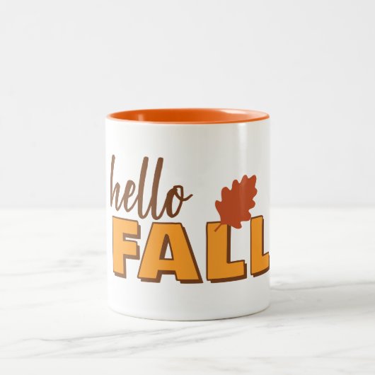 Hello Fall Autumn Mug Tweekleurige Koffiemok (Center)