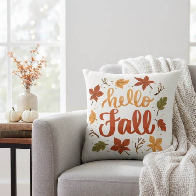 Hello Fall Decorative Throw Pillow with Lettering Kussen (Creator heeft geüpload)