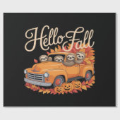 Hello Fall Funny Sloth Halloween pumkin Classic T- Cadeaupapier (Vlak)