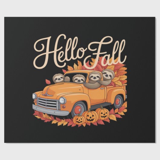 Hello Fall Funny Sloth Halloween pumkin Classic T- Cadeaupapier (Vlak)