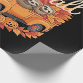 Hello Fall Funny Sloth Halloween pumkin Classic T- Cadeaupapier (Hoek)