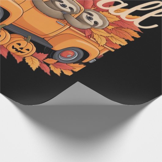 Hello Fall Funny Sloth Halloween pumkin Classic T- Cadeaupapier (Hoek)