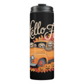 Hello Fall Funny Sloth Halloween pumkin Classic T- Thermosbeker (Voorkant)
