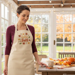  Hello Fall Kitchen Apron with Autumn Leaves Schort