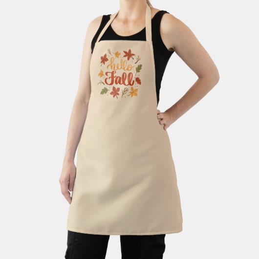  Hello Fall Kitchen Apron with Autumn Leaves Schort (Insitu)