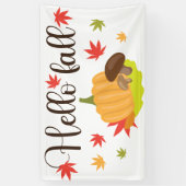 Hello Fall Pumpkin and Mushrooms Autumn  Spandoek (Verticaal)