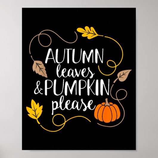Hello Fall Pumpkin Autumn Leaves Pumpkin Please Fa Poster (Voorkant)