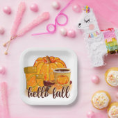 Hello Fall Pumpkin & Boots Paper Plate Papieren Bordje (Feest)