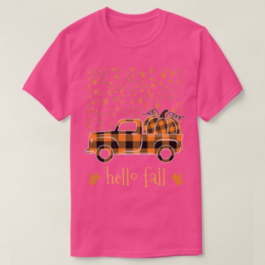 Hello Fall Shirt Funny Halloween Pumpkin Buffalo P (Design voorkant)