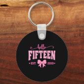 Hello Fifteen Est 2010 Coquette Bow 15th Birthday  Sleutelhanger (Voorkant)