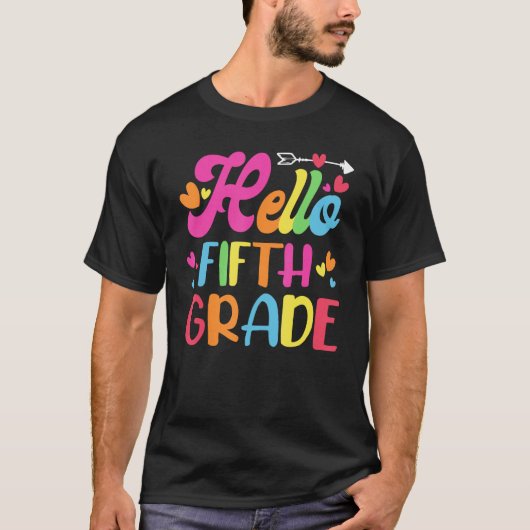 Hello Fifth 5th Grade Cute Back to School 5th Grad T-shirt (Voorkant)