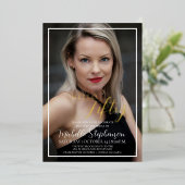 Hello Fifty 50th Birthday Party Custom Photo Folie Uitnodiging (Staand Voorkant)