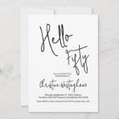 Hello Fifty Black White Script 50th Birthday Kaart (Voorkant)