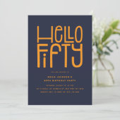 HELLO FIFTY Modern 50th Birthday Kaart (Staand voorkant)