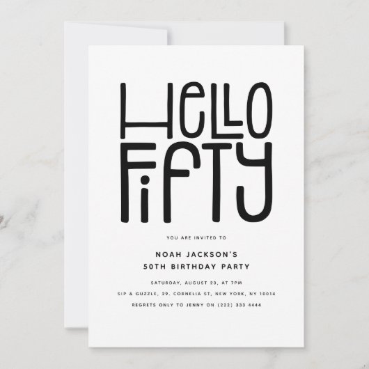 HELLO FIFTY Modern 50th Birthday Kaart (Voorkant)