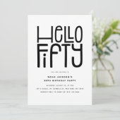 HELLO FIFTY Modern 50th Birthday Kaart (Staand voorkant)