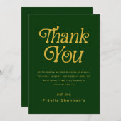 Hello Fifty Modern Retro 50th green and gold Bedankkaart (Voorkant / Achterkant)