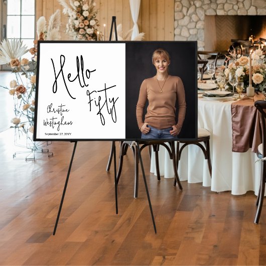 Hello Fifty Photo 50th Birthday Party Poster