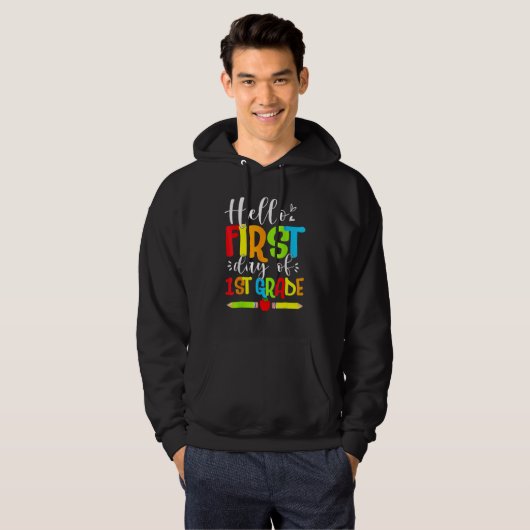 Hello First Day Of 1ST Grade  Back To School 2023 Hoodie (Voorkant volledig)