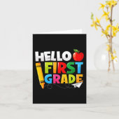 Hello First Grade 1st Grade Back To School Kaart (Gele Bloem)