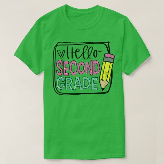 Hello First Grade 2nd Day Pencil; Happy First Day T-shirt (Design voorkant)