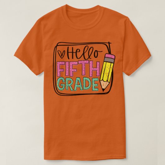 Hello First Grade 5th Day Pencil; Happy First Day T-shirt (Design voorkant)