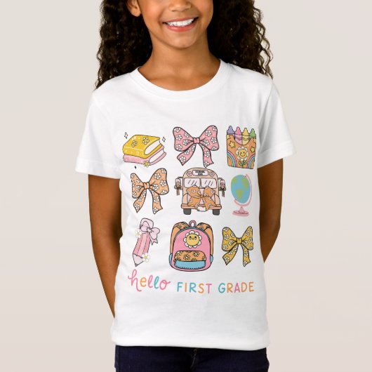 Hello First Grade Back To School Coquette Bow T-shirt (Voorkant)