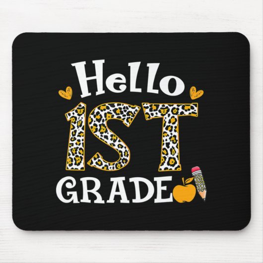 Hello First Grade Leopard print 1st Grade Back To Muismat (Voorkant)