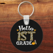 Hello First Grade Leopard print 1st Grade Back To Sleutelhanger (Voorkant)