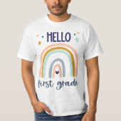 Hello First Grade Retro Rainbow Cute for Teaher Gi T-shirt (Voorkant)