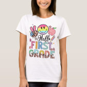 Hello First Grade Teacher Coquette Pencil Bow T-shirt (Voorkant)