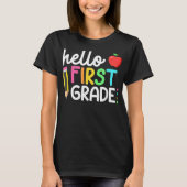 Hello First Grade Teacher Coquette Pencil Bow T-shirt (Voorkant)