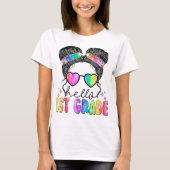 Hello First Grade Teacher Coquette Pencil Bow T-shirt (Voorkant)