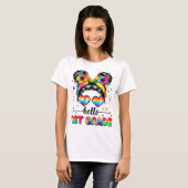 Hello First Grade Teacher Coquette Pencil Bow T-shirt (Voorkant volledig)