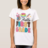 Hello First Grade Teacher Coquette Pencil Bow T-shirt (Voorkant)