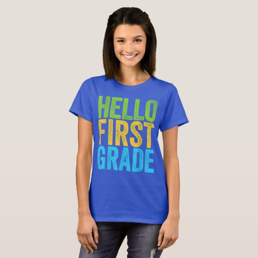 Hello First Grade Teacher Coquette Pencil Bow T-shirt (Voorkant volledig)