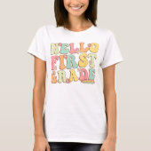 Hello First Grade Teacher Coquette Pencil Bow T-shirt (Voorkant)
